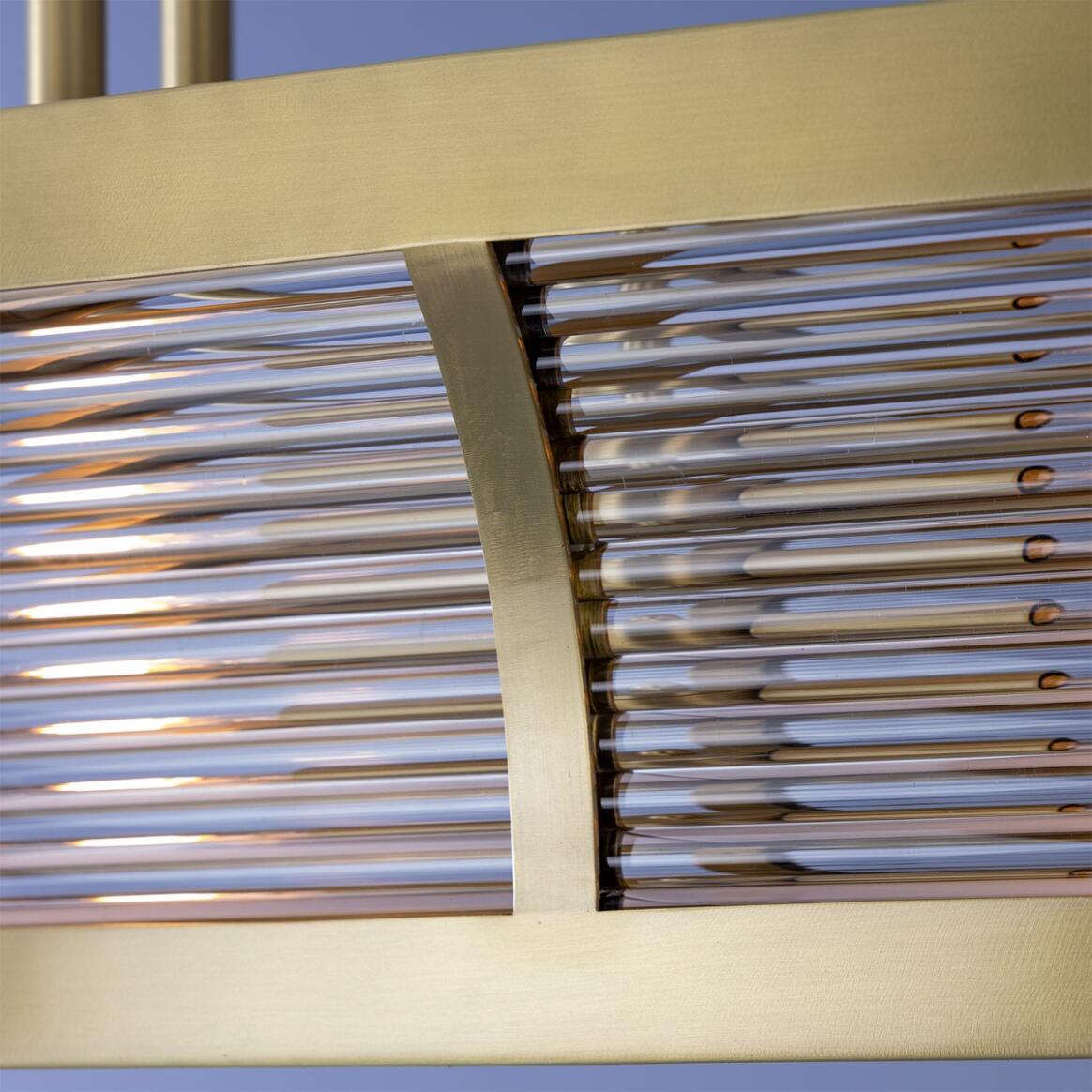 Mullan Lighting Lestrade 6-Light Prismatic Glass Linear Brass Island Chandelier