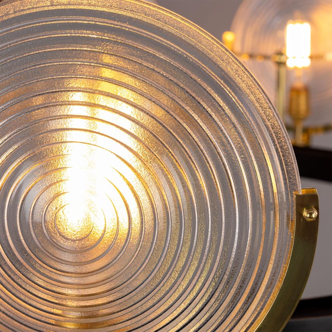 Mullan Lighting Portland 9-Light Polished Brass Prismatic Glass Dish Chandelier