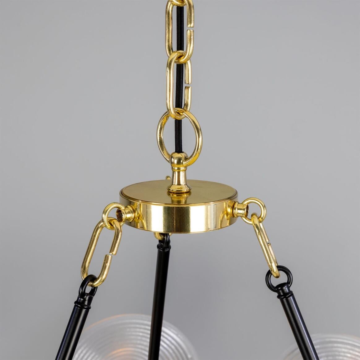 Mullan Lighting Portland 9-Light Polished Brass Prismatic Glass Dish Chandelier