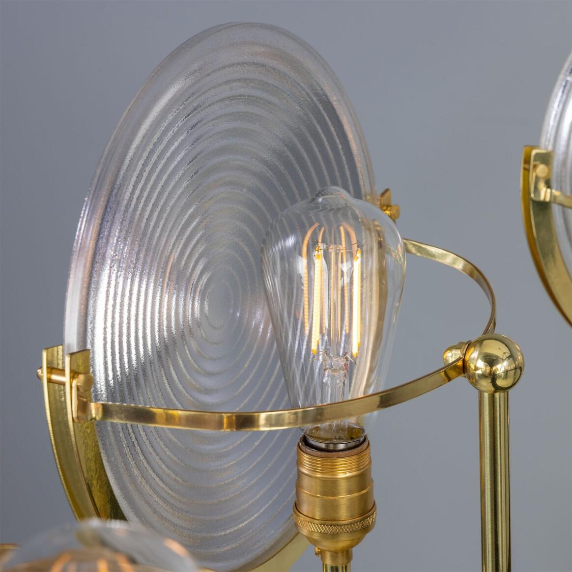 Mullan Lighting Portland 9-Light Polished Brass Prismatic Glass Dish Chandelier