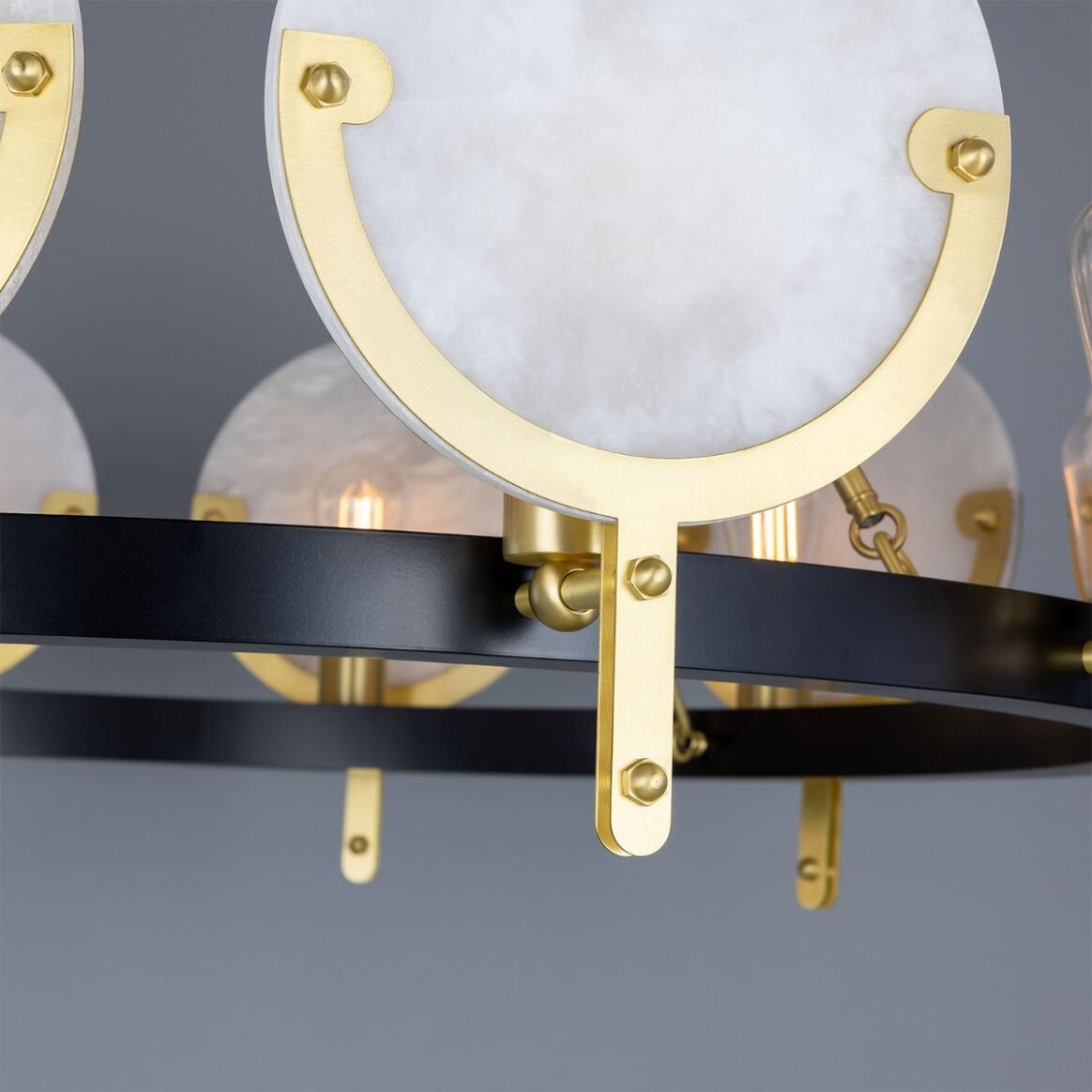 Mullan Lighting Edinburgh 12-Light Alabaster and Brass Ring Chandelier