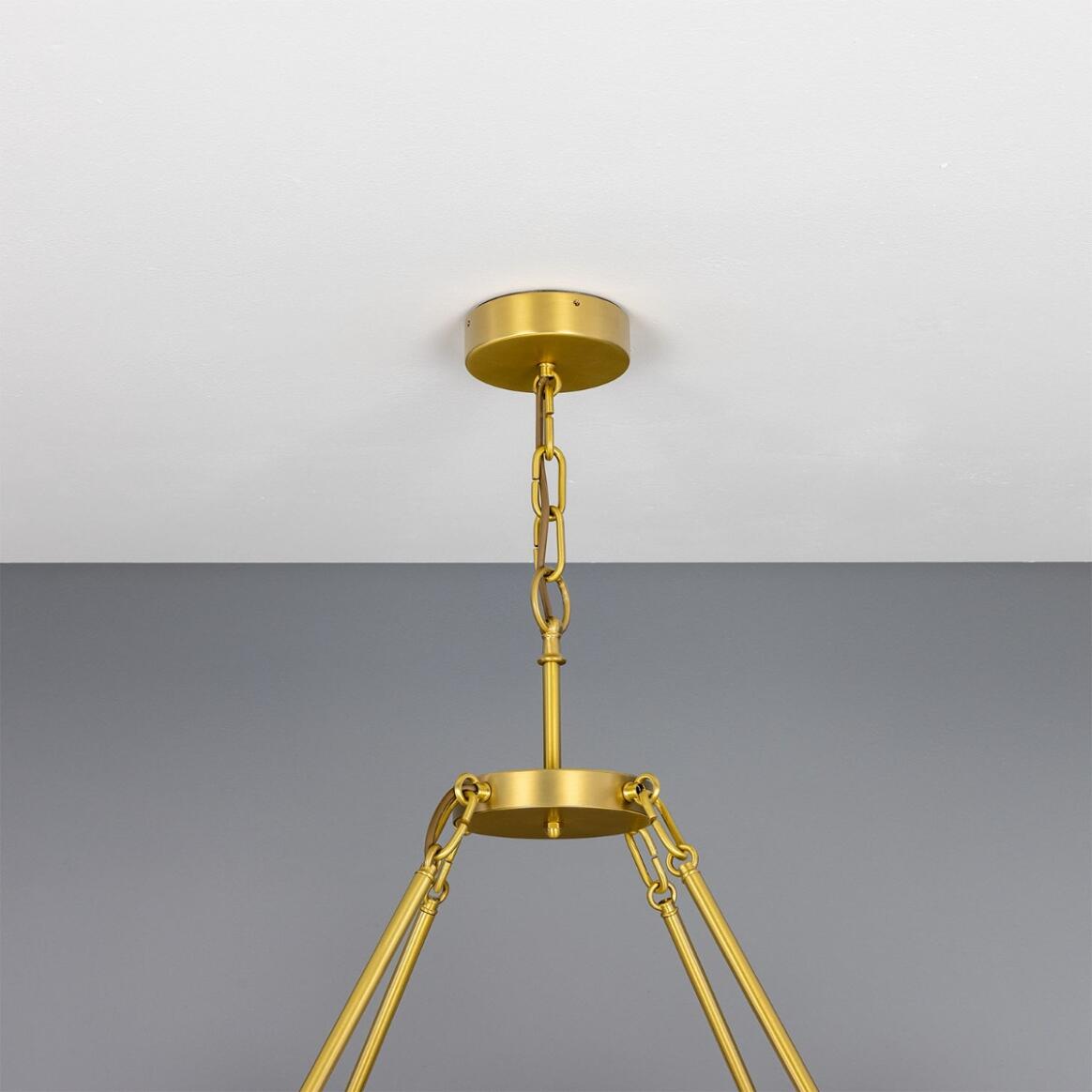 Mullan Lighting Edinburgh 12-Light Alabaster and Brass Ring Chandelier