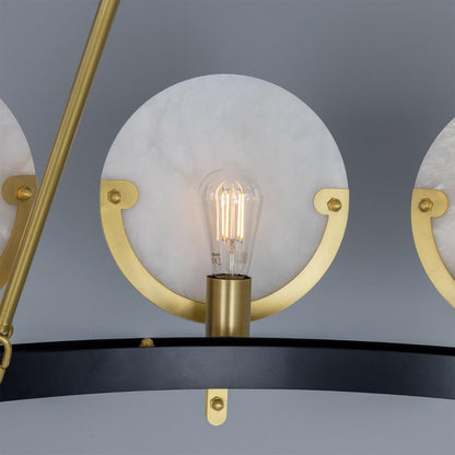 Mullan Lighting Edinburgh 12-Light Alabaster and Brass Ring Chandelier
