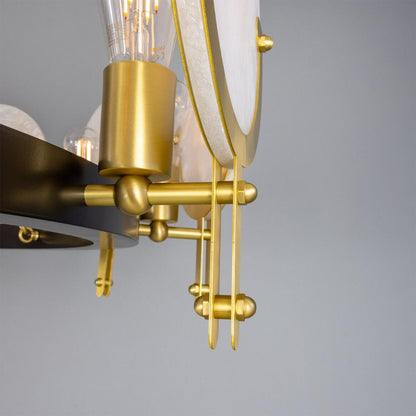 Mullan Lighting Edinburgh 12-Light Alabaster and Brass Ring Chandelier