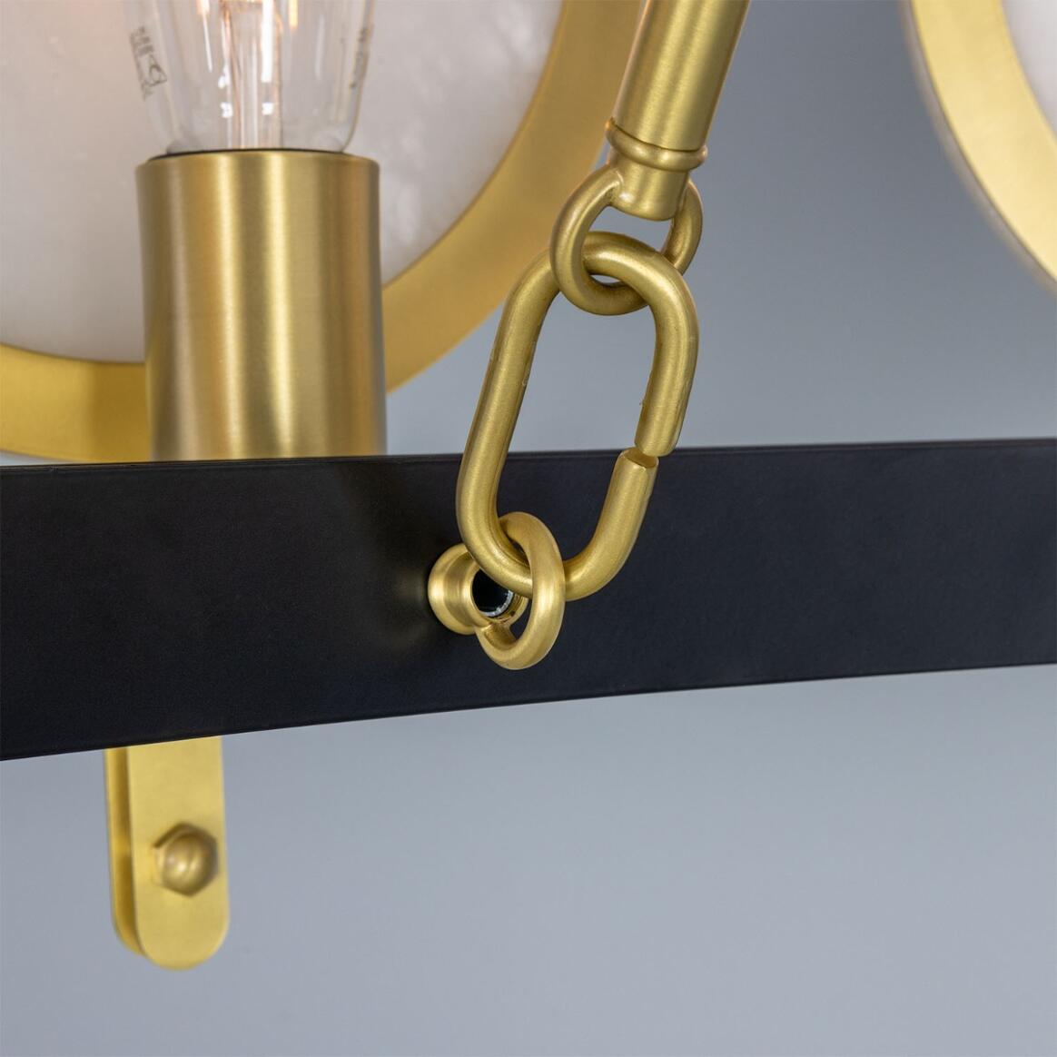 Mullan Lighting Edinburgh 12-Light Alabaster and Brass Ring Chandelier