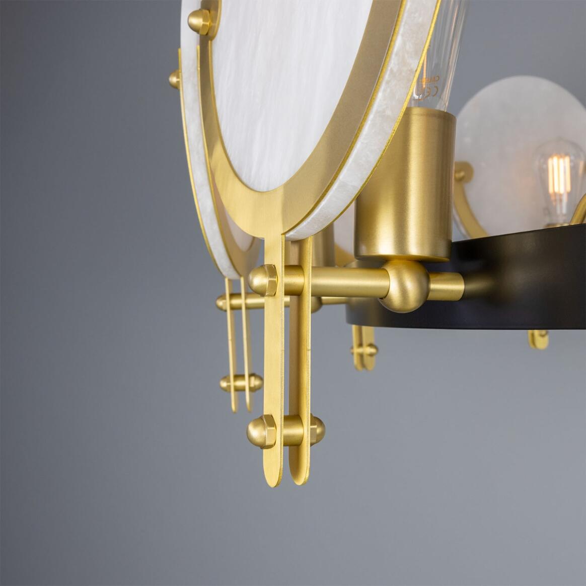 Mullan Lighting Edinburgh 12-Light Alabaster and Brass Ring Chandelier