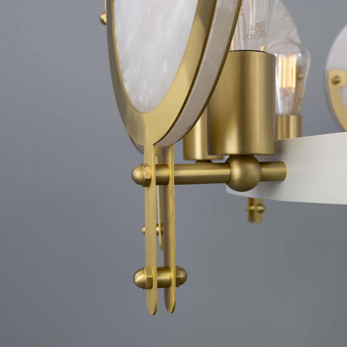 Mullan Lighting Edinburgh 12-Light Alabaster and Brass Ring Chandelier