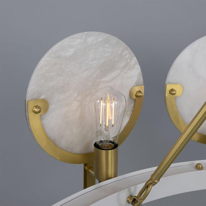 Mullan Lighting Edinburgh 12-Light Alabaster and Brass Ring Chandelier