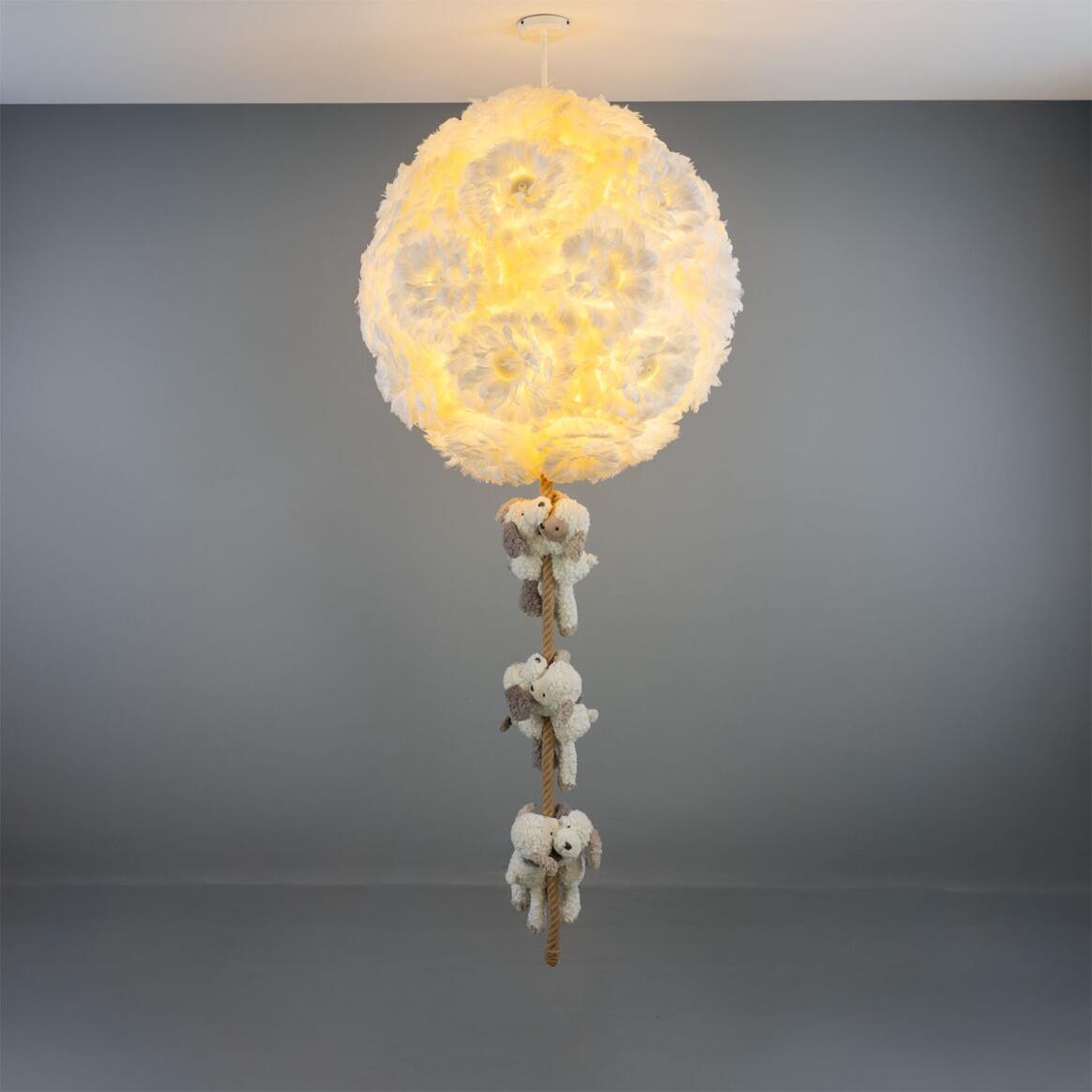 Mullan Lighting Foz 33-Light Teddy Cloud Powder-Coated White Modern Chandelier