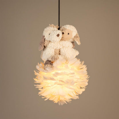 Mullan Lighting Foz 1-Light Teddy Cloud Powder-Coated White Modern Pendant Chandelier