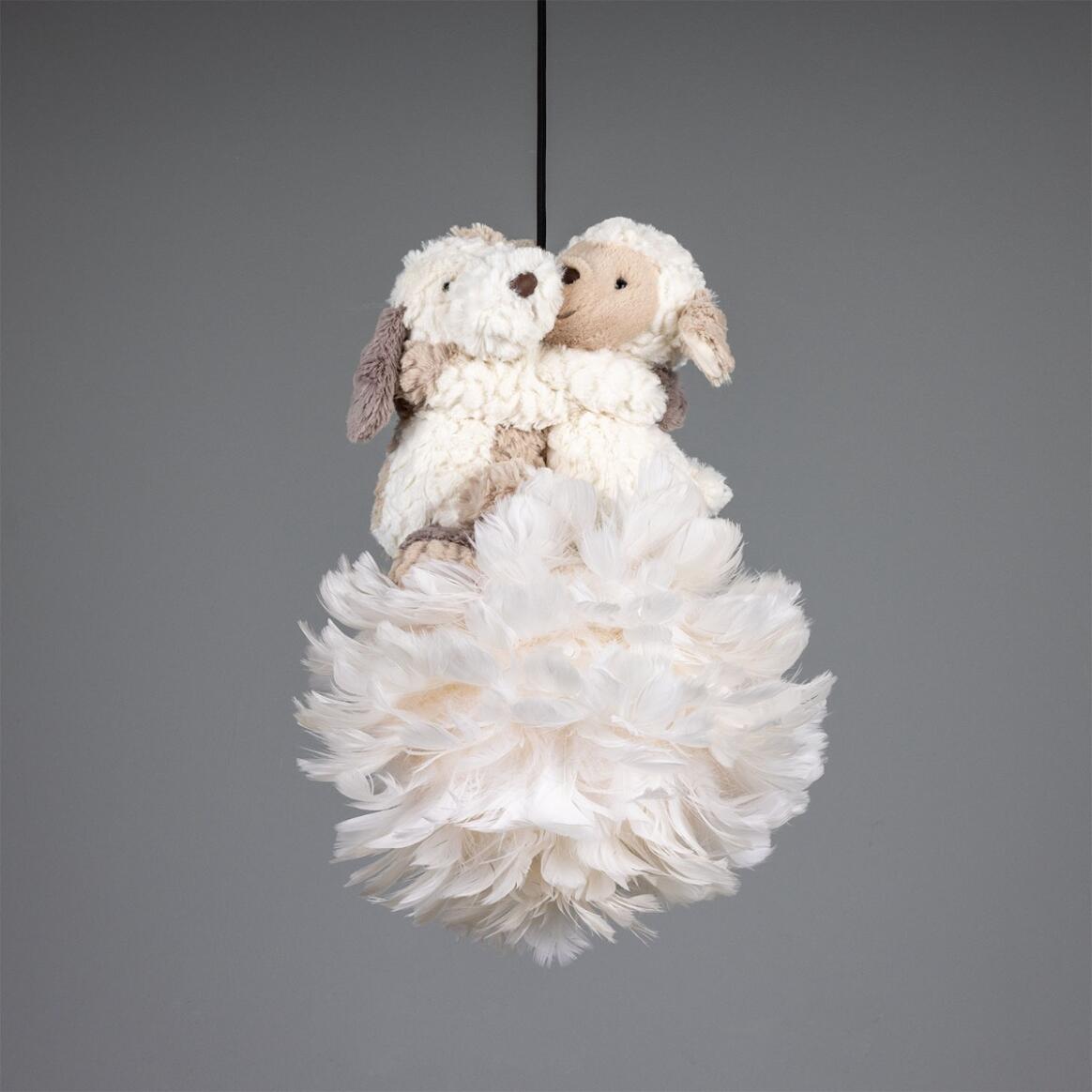 Mullan Lighting Foz 1-Light Teddy Cloud Powder-Coated White Modern Pendant Chandelier