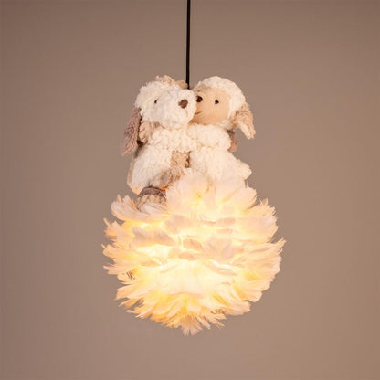 Mullan Lighting Foz 1-Light Teddy Cloud Powder-Coated White Modern Pendant Chandelier