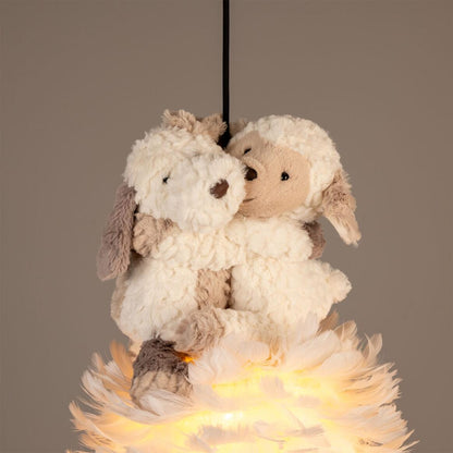 Mullan Lighting Foz 1-Light Teddy Cloud Powder-Coated White Modern Pendant Chandelier