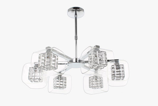 Impex Lighting Avignon 6-Light Chrome Glass & Weaved Wire Cube Chandelier