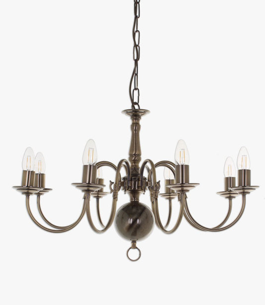 Impex Lighting Flemish 8-Light Antique Brass Candle Chandelier