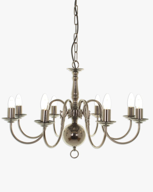 Impex Lighting Flemish 8-Light Polished Brass Candle Chandelier