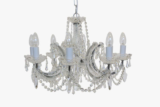 Impex Lighting Marie Theresa 8-Light Glass Arm Chrome Candle Chandelier
