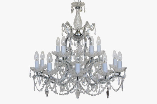 Impex Lighting Marie Theresa 16-Light Glass Arm Chrome Candle Chandelier