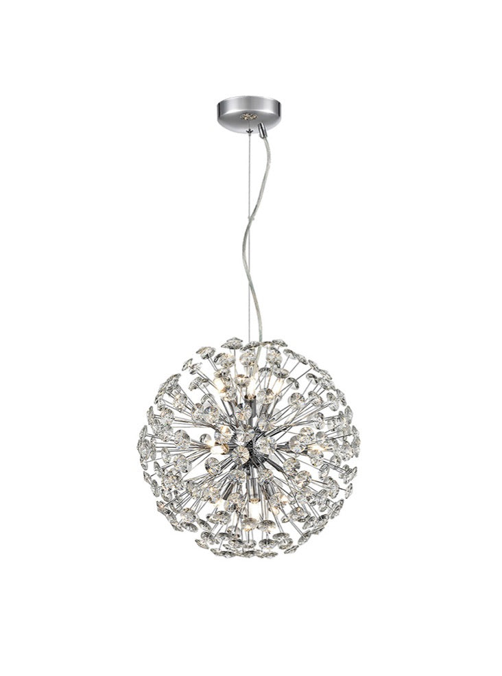 Franklite Allium Medium 9-Light Chrome Crystal Sphere Globe Pendant Chandelier
