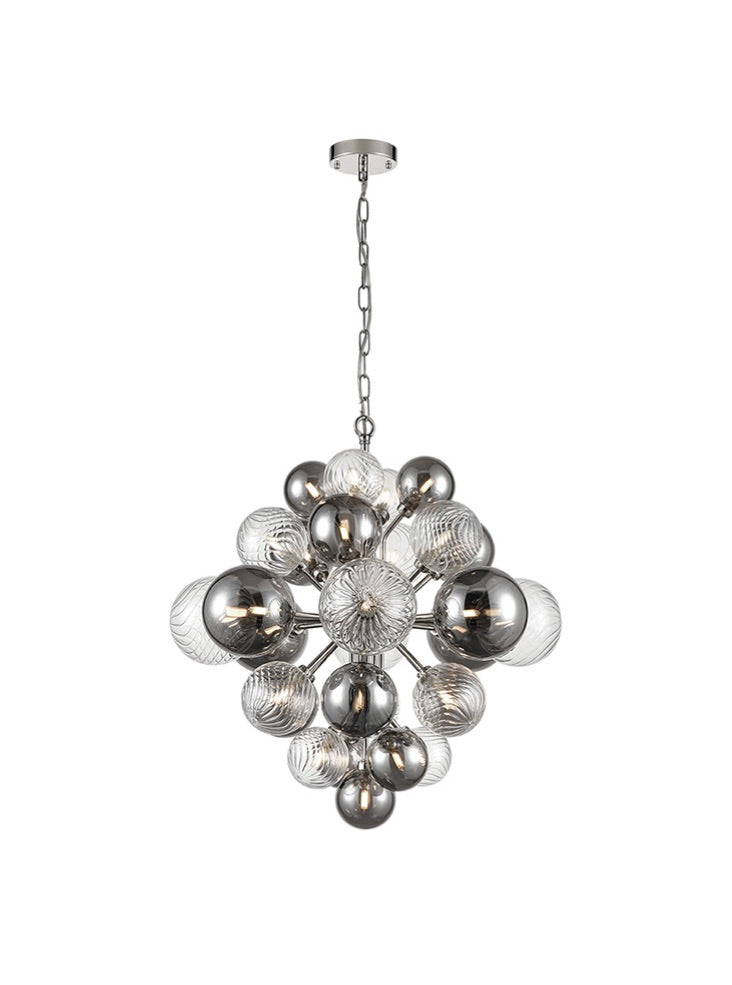 Franklite Array 29-Light Chrome Glass Sphere Globe Chandelier