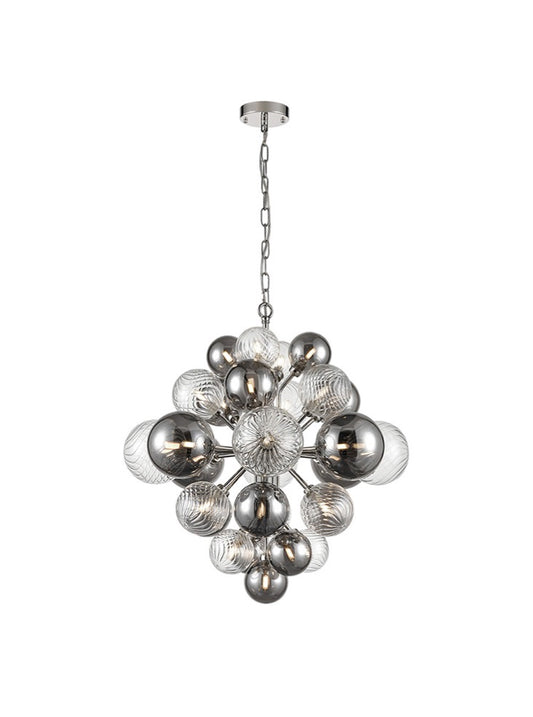 Franklite Array 29-Light Chrome Glass Sphere Globe Chandelier