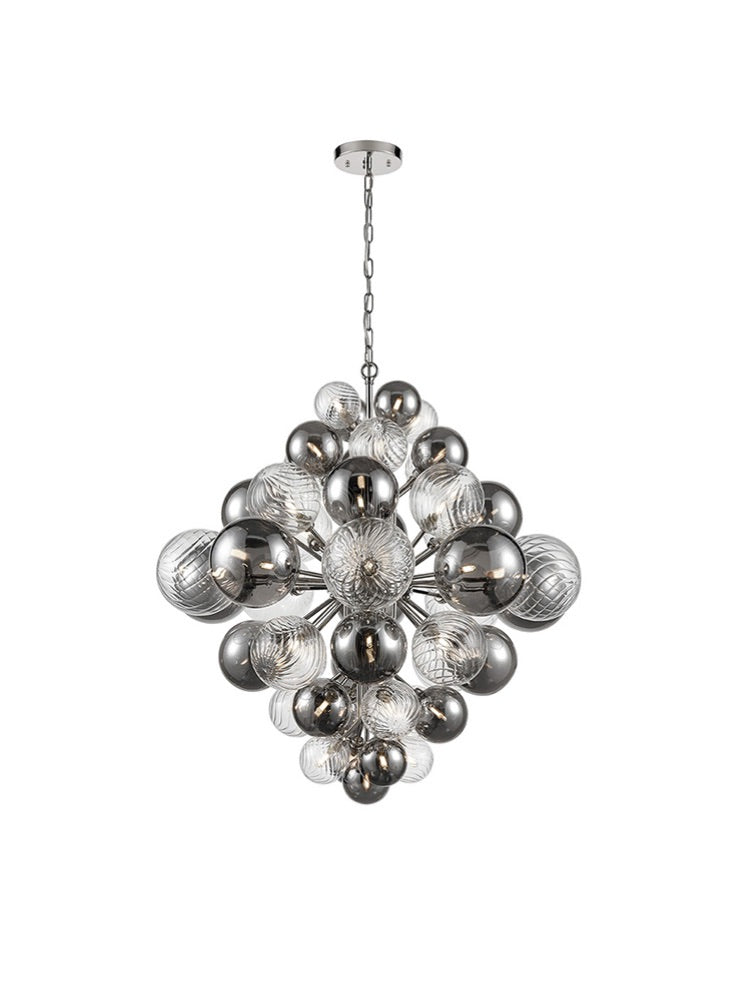 Franklite Array 47-Light Chrome Glass Sphere Globe Chandelier