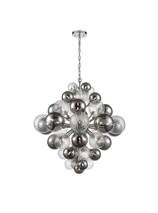 Franklite Array 47-Light Chrome Glass Sphere Globe Chandelier