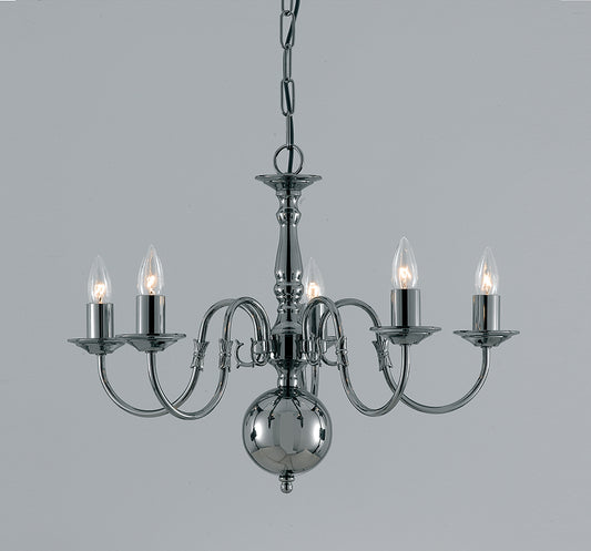 Impex Lighting Flemish 5-Light Gunmetal Candle Chandelier