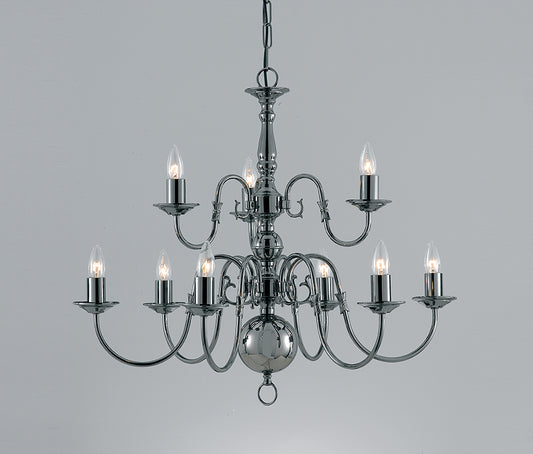 Impex Lighting Flemish 9-Light Gunmetal Candle Chandelier