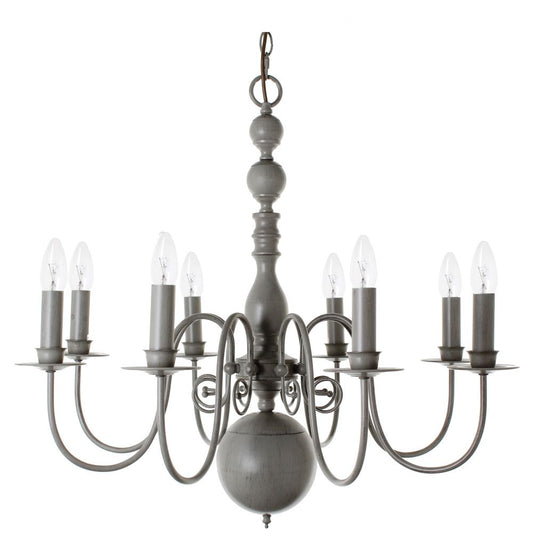 Impex Lighting Bologna 8-Light Grey Flemish Candle Chandelier