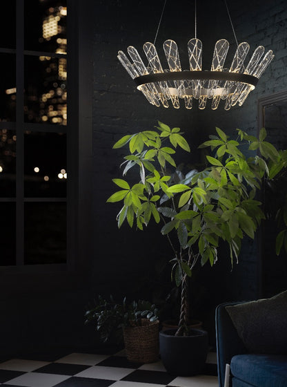Franklite Beatrice 750mm Brushed Bronze LED Crystal Chandelier