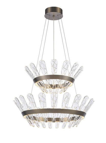 Franklite Beatrice Double-Tiered Brushed Bronze LED Crystal Chandelier