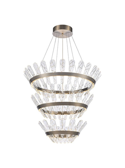 Franklite Beatrice Triple-Tiered Brushed Bronze LED Crystal Chandelier