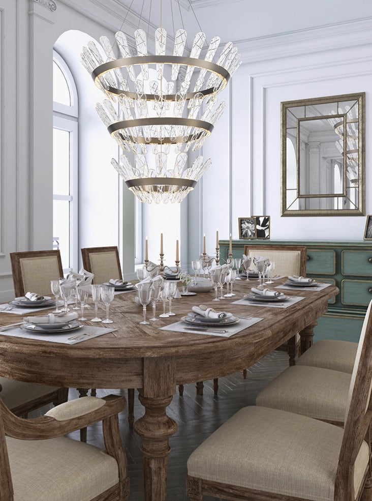 Franklite Beatrice Triple-Tiered Brushed Bronze LED Crystal Chandelier