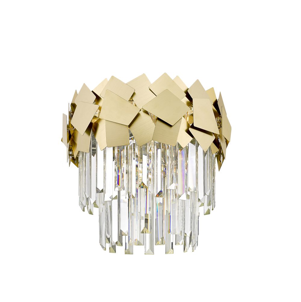 Impex Lighting Celine 4-Light Gold Laser Cut Crystal Flush Chandelier
