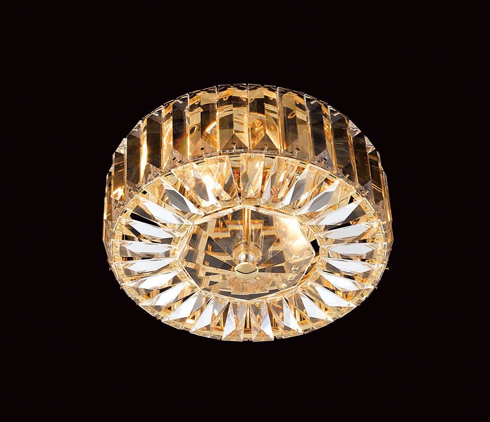 Impex Seville 2-Light Gold Lead Crystal Flush Chandelier