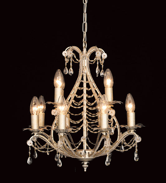 Impex Lighting Montpellier 12-Light Antique Silver Crystal Beaded Candle Chandelier