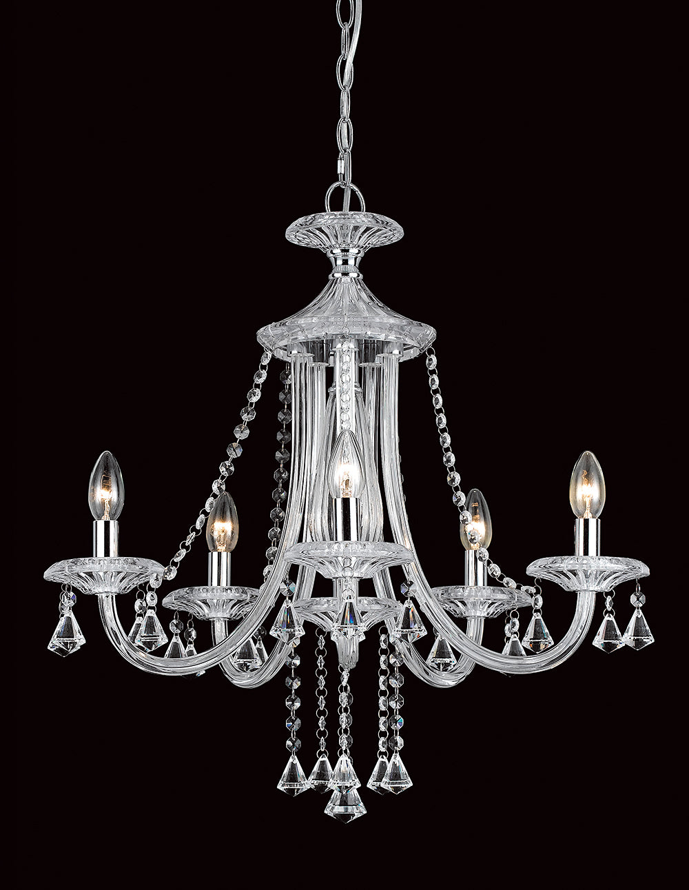 Impex Lighting Calgary 5-Light Crystal Chrome Candle Chandelier