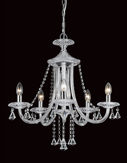 Impex Lighting Calgary 5-Light Crystal Chrome Candle Chandelier