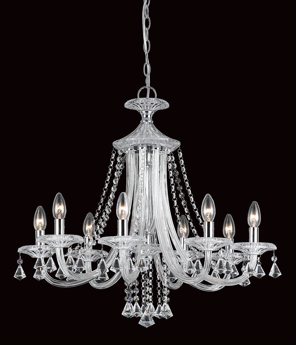 Impex Lighting Calgary 8-Light Crystal Chrome Candle Chandelier
