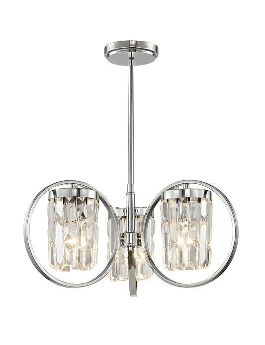 Impex Lighting Talin 3-Light Modern Chrome Crystal Chandelier