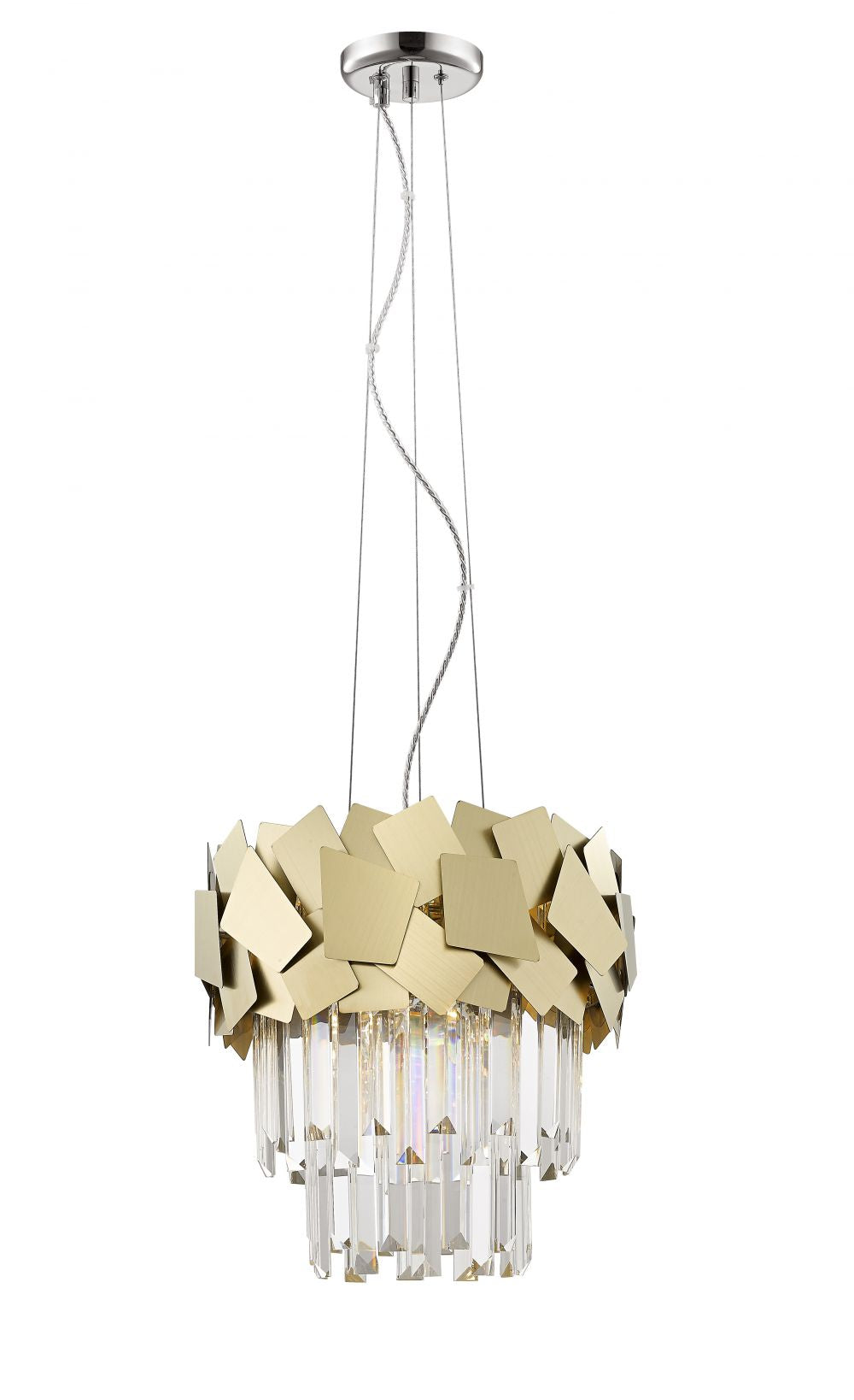 Impex Lighting Celine 4-Light Gold Laser-Cut Crystal Chandelier