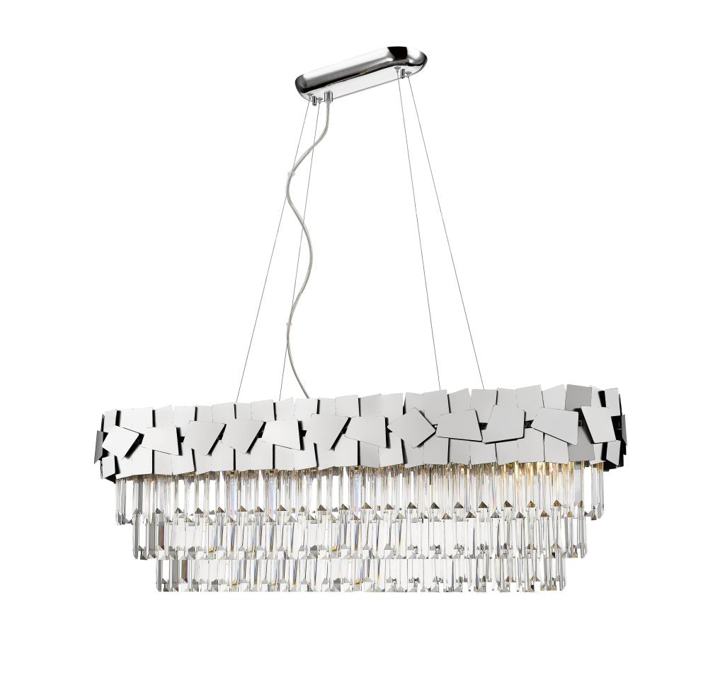 Impex Lighting Celine 9-Light Chrome Laser Cut Crystal Island Chandelier