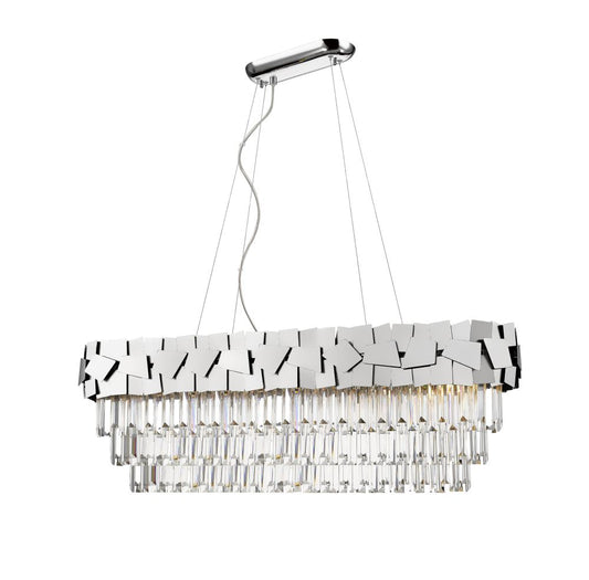 Impex Lighting Celine 9-Light Chrome Laser Cut Crystal Island Chandelier