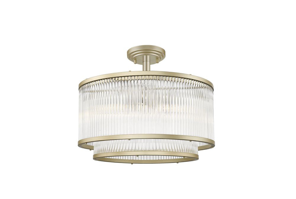 Impex Lighting Antigua 5-Light Matt Gold Crystal Semi-Flush Chandelier