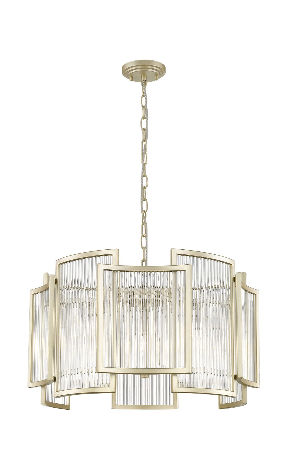 Impex Lighting Antigua 5-Light Matt Gold Crystal Pendant Chandelier