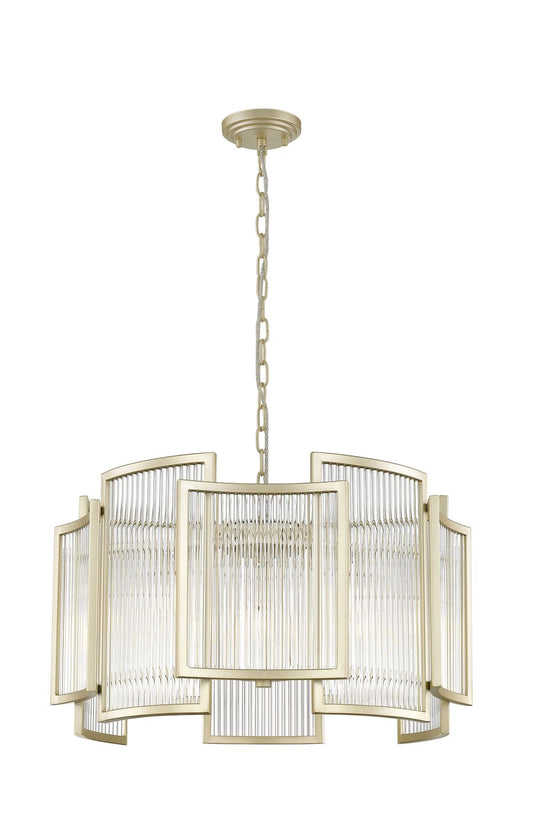 Impex Lighting Antigua 5-Light Matt Gold Crystal Pendant Chandelier