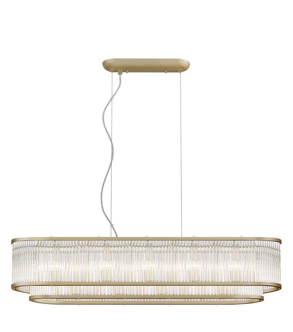Impex Lighting Antigua 7-Light Tiered Oblong Matt Gold Crystal Island Chandelier