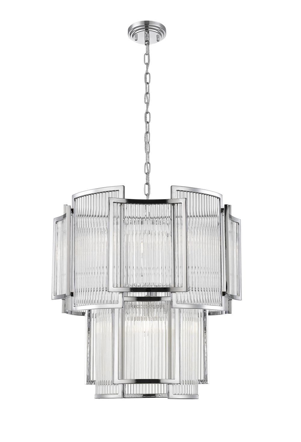 Impex Lighting Antigua 8-Light Chrome Crystal Pendant Chandelier