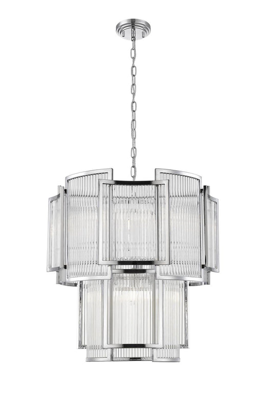 Impex Lighting Antigua 8-Light Chrome Crystal Pendant Chandelier